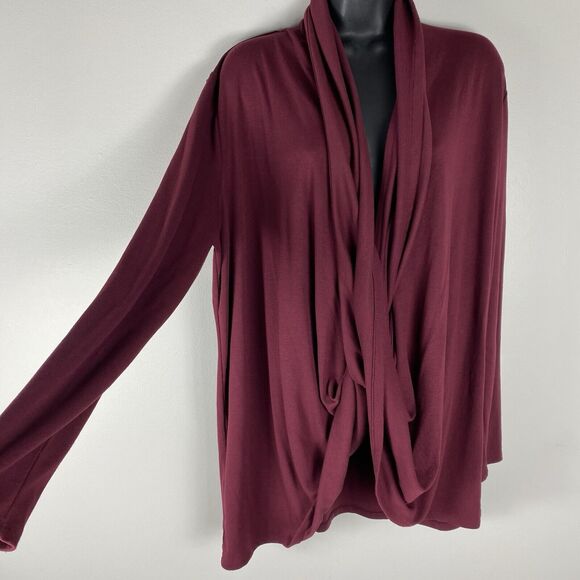 Pure Jill Womens Bordeaux Cardigan Sweater Sz Large Multi-Way Wrap Burgundy - Picture 4 of 8